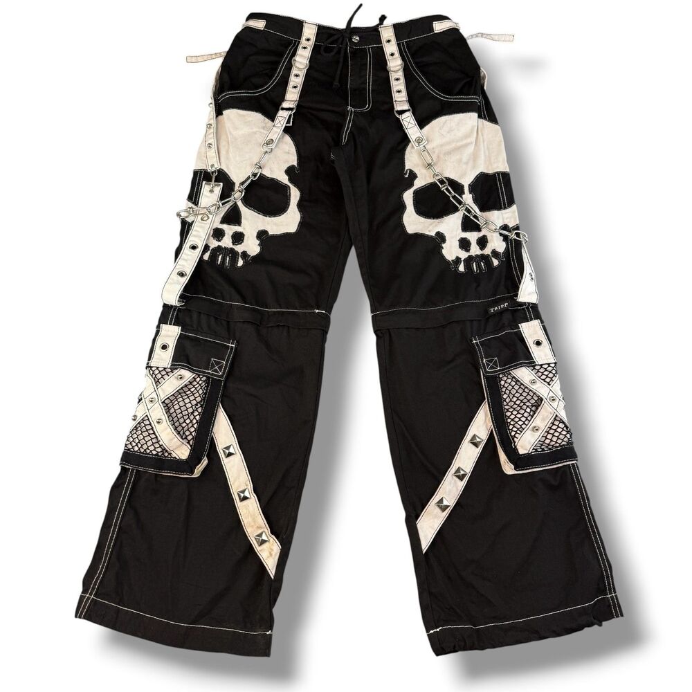 Tripp NYC Scare Darkstreet Detachable Pants Black/White Size M Street Goth Punk